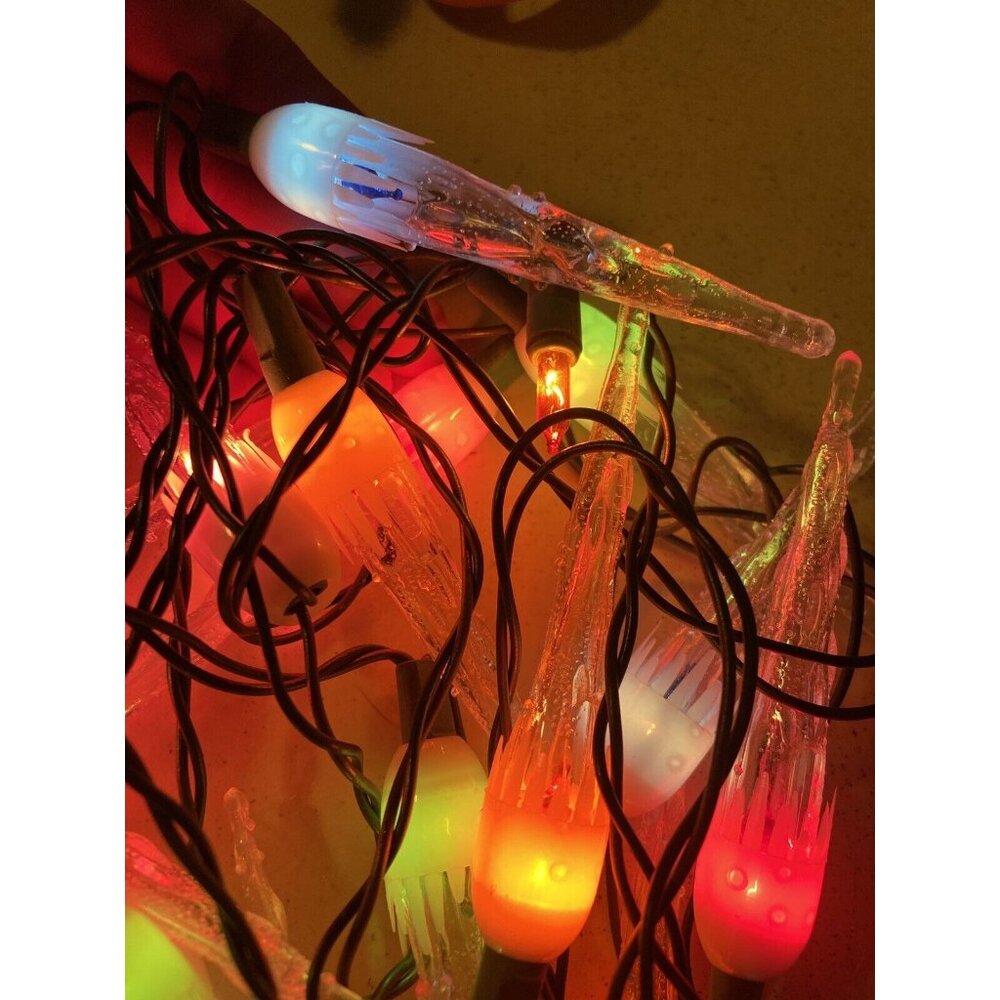 Midget Icicle Lights 20 Multicolor  Indoor Outdoor String Christmas Lights - Picture 6 of 8
